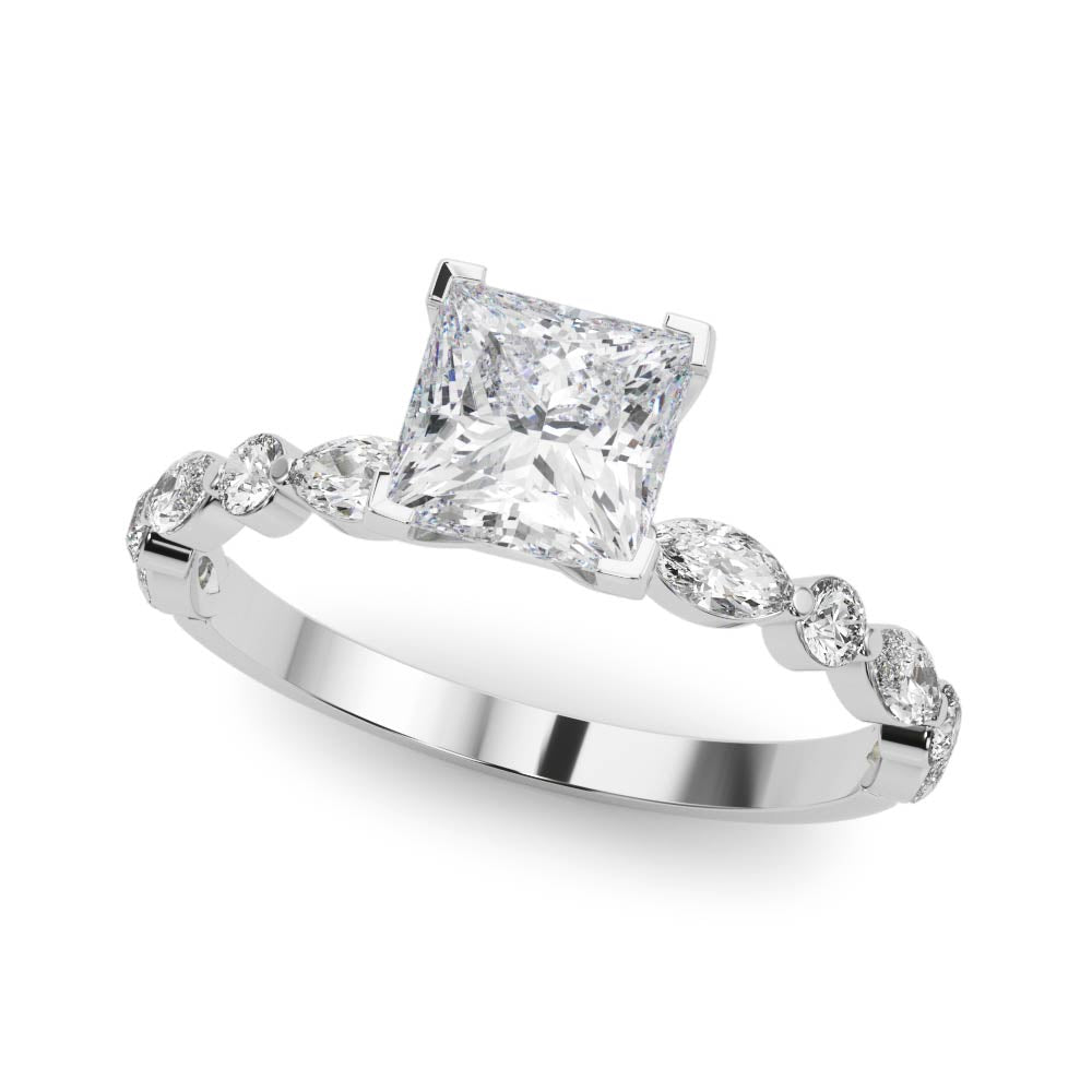 Petite Princess Alternating Round and Marquise Engagement Ring