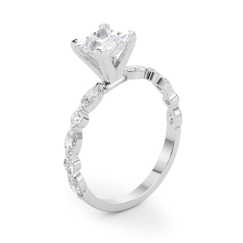 Petite Princess Alternating Round and Marquise Engagement Ring