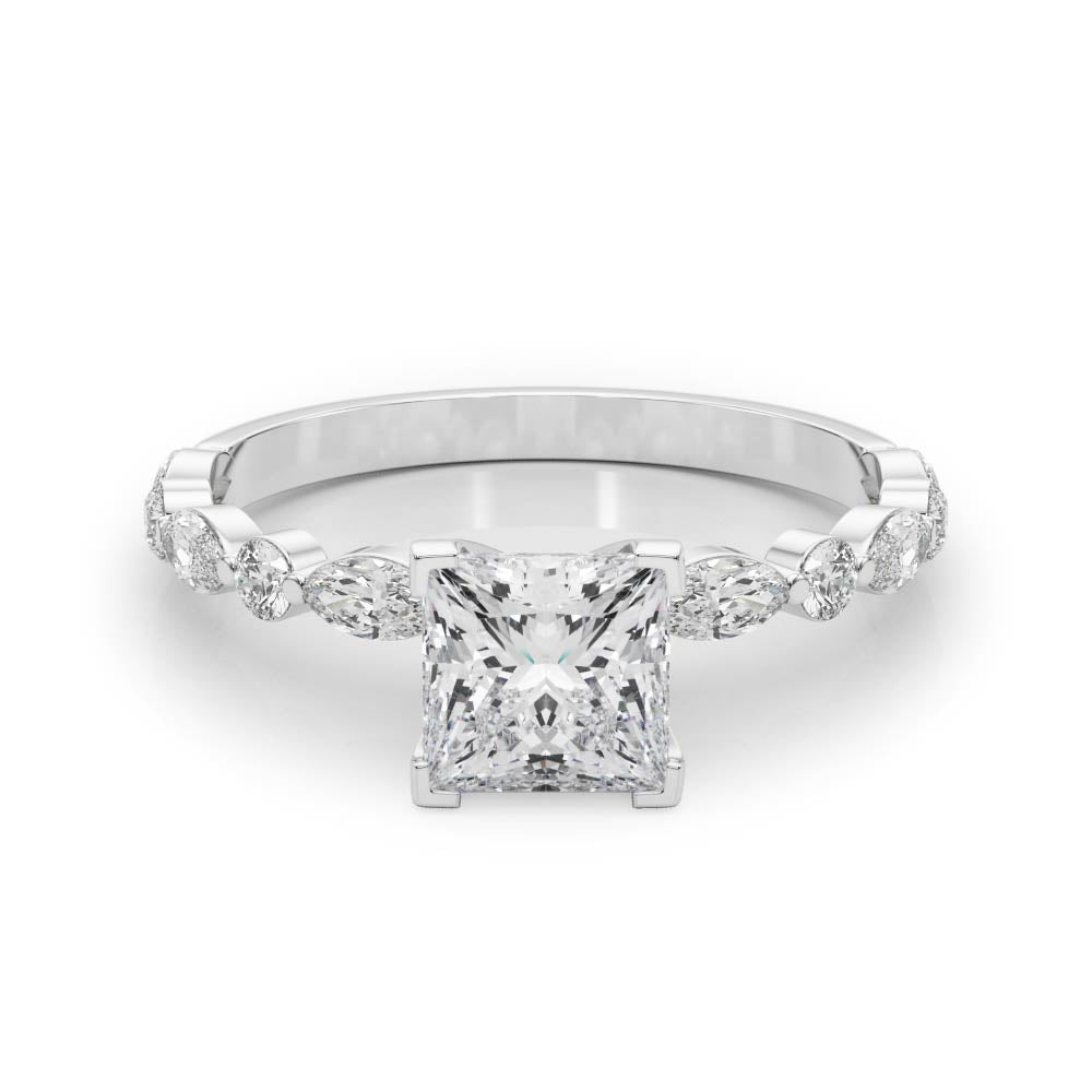 Petite Princess Alternating Round and Marquise Engagement Ring