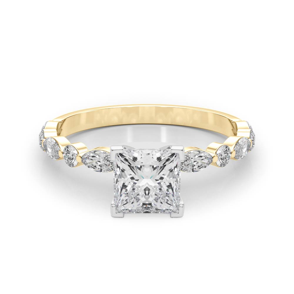 Petite Princess Alternating Round and Marquise Engagement Ring