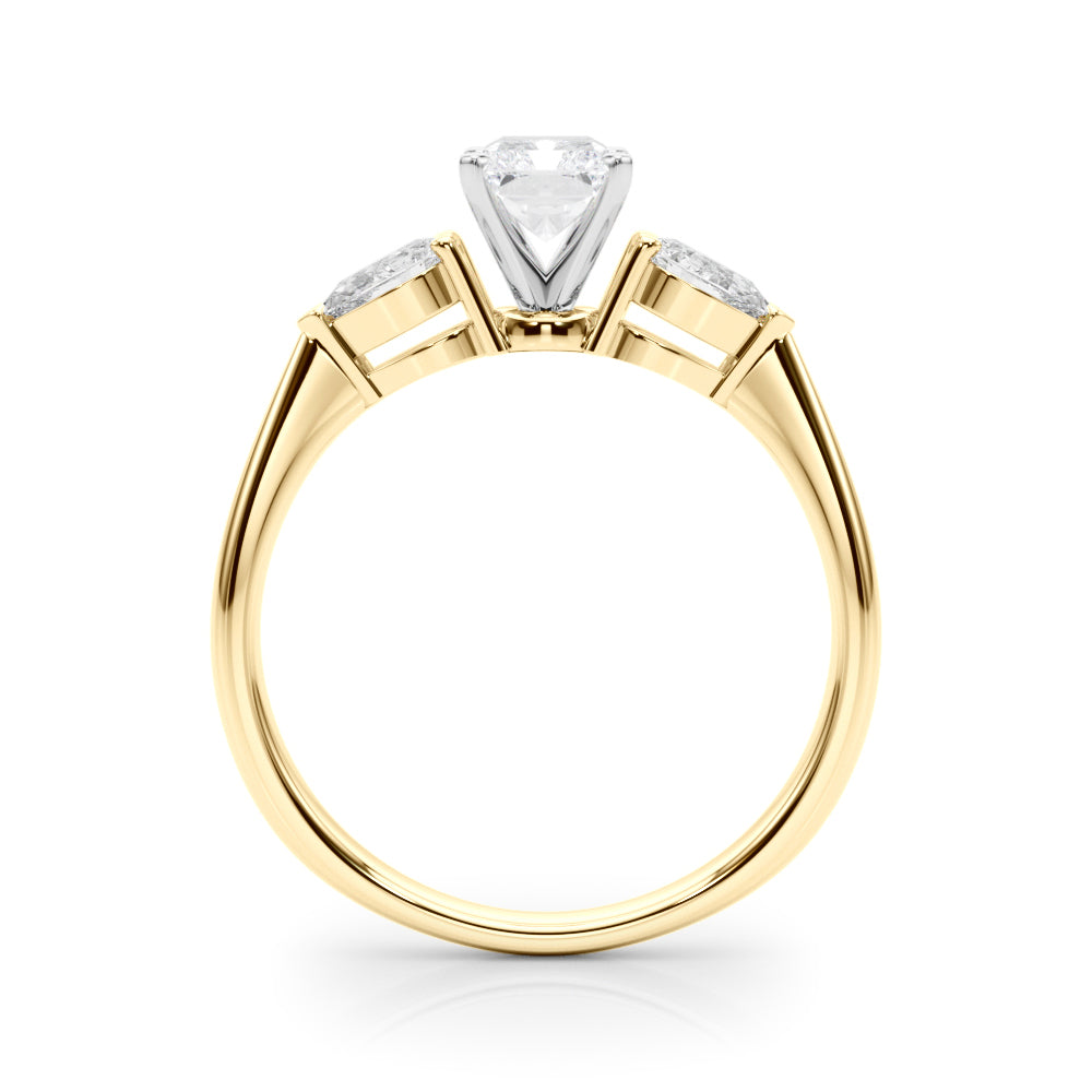 3 Stone Radiant with Pear Side Accent Engagement Ring