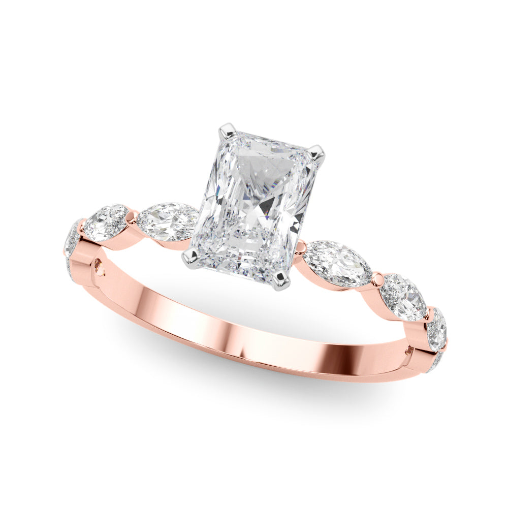 Petite Radiant Alternating Marquise Engagement Ring