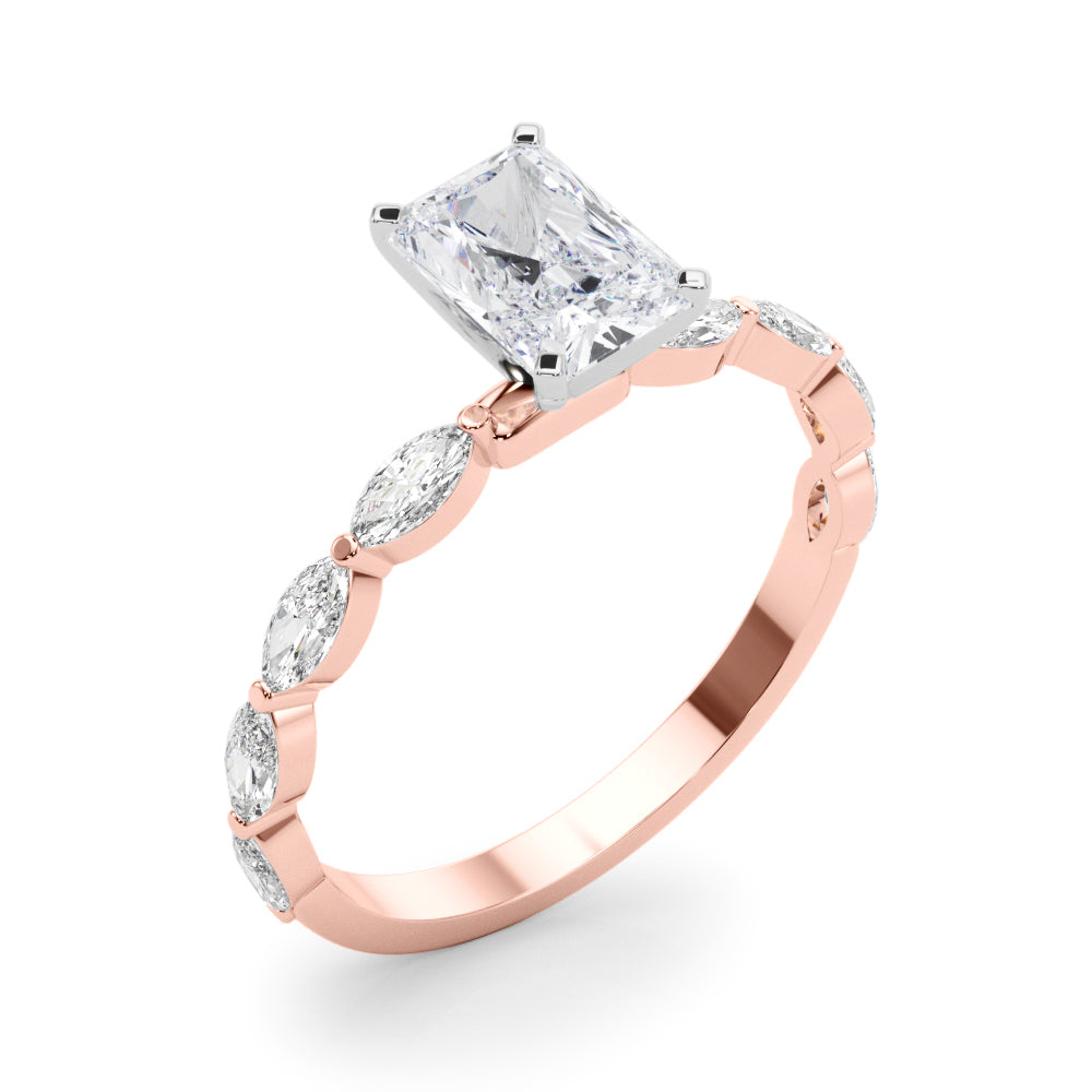 Petite Radiant Alternating Marquise Engagement Ring
