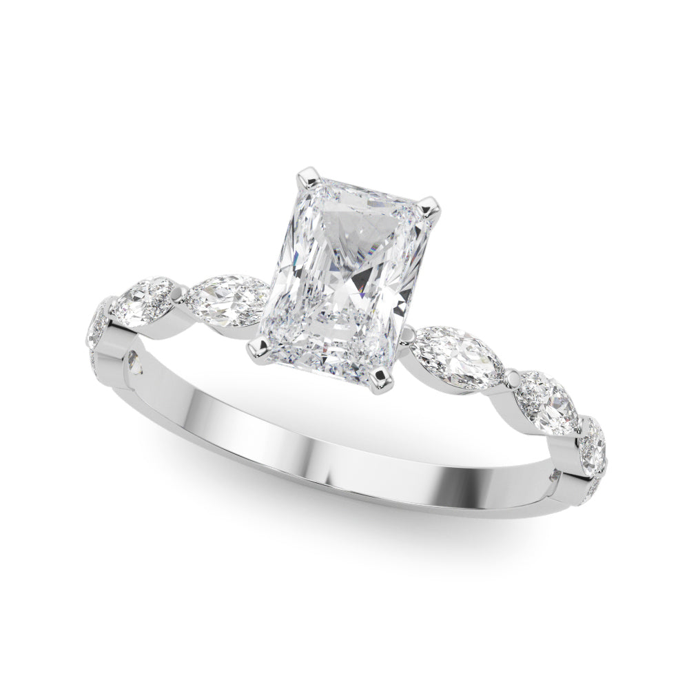 Petite Radiant Alternating Marquise Engagement Ring