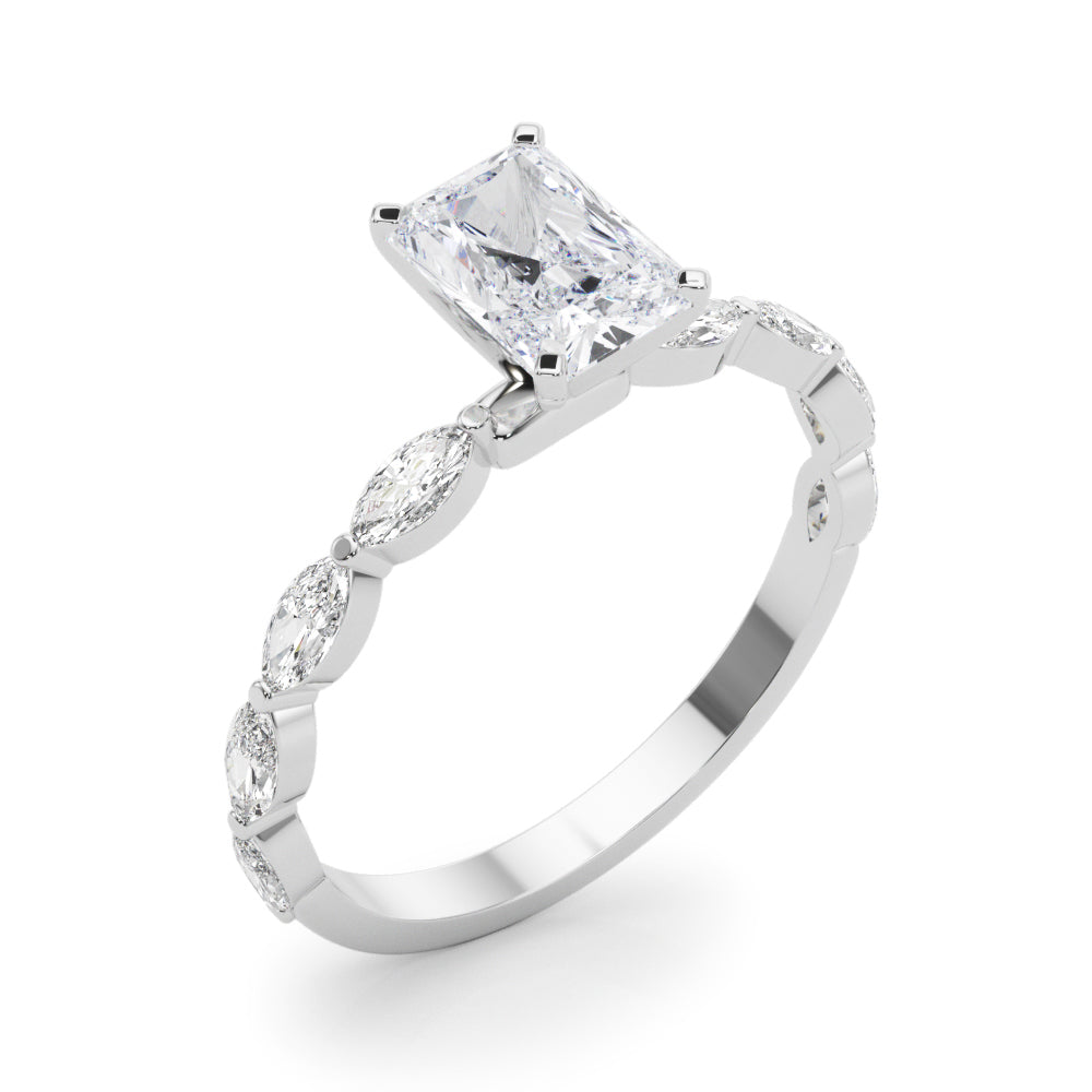 Petite Radiant Alternating Marquise Engagement Ring