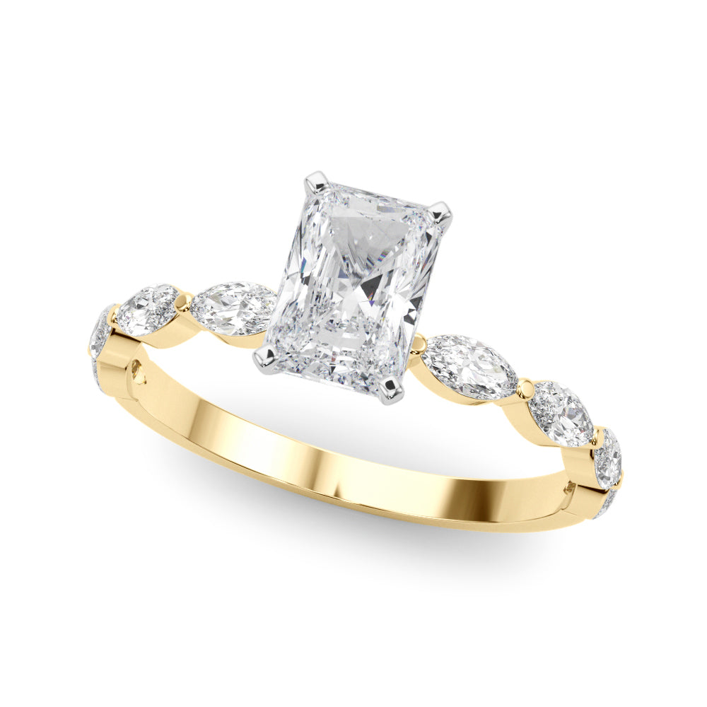 Petite Radiant Alternating Marquise Engagement Ring