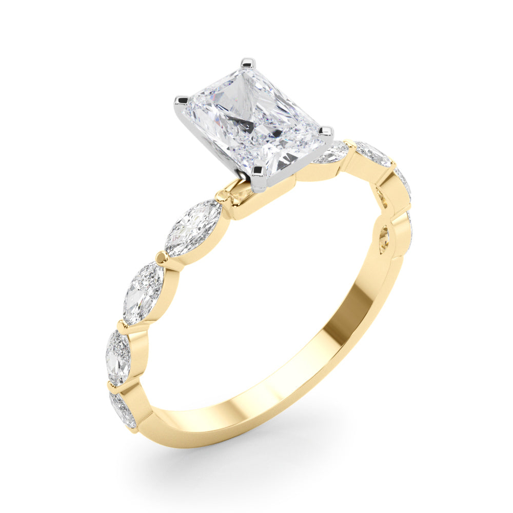 Petite Radiant Alternating Marquise Engagement Ring