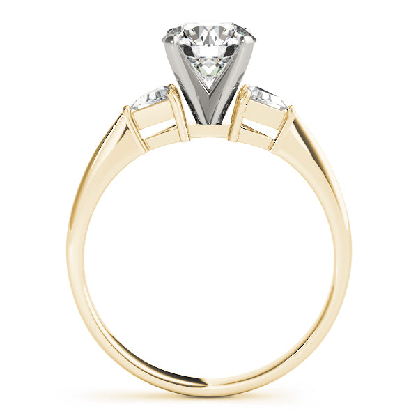 Classic 3 Stone Round Lab Grown Diamond with Trillion Side Accent Engagement Ring