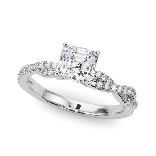 Asscher Lab Grown Diamond Double Twist Engagement Ring