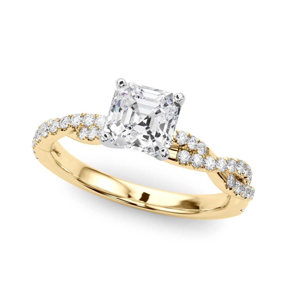 Asscher Lab Grown Diamond Double Twist Engagement Ring