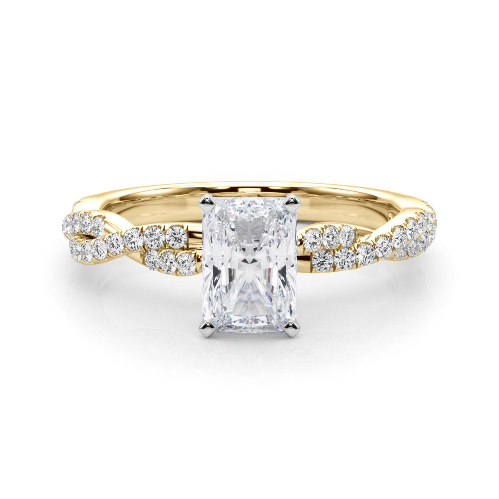 Radiant Lab Grown Diamond Double Twist Engagement Ring