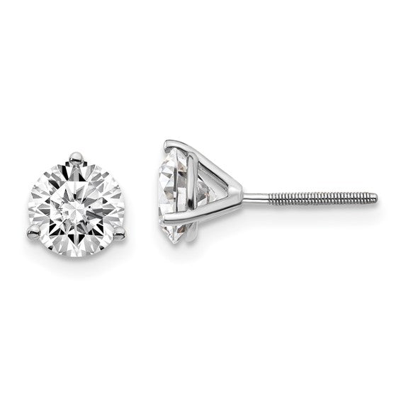 White Gold Martini Round Lab Grown Diamond Stud Earrings