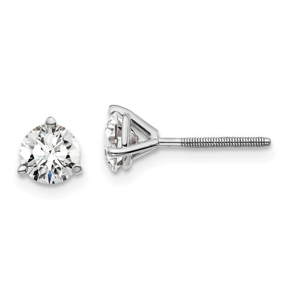 White Gold Martini Round Lab Grown Diamond Stud Earrings