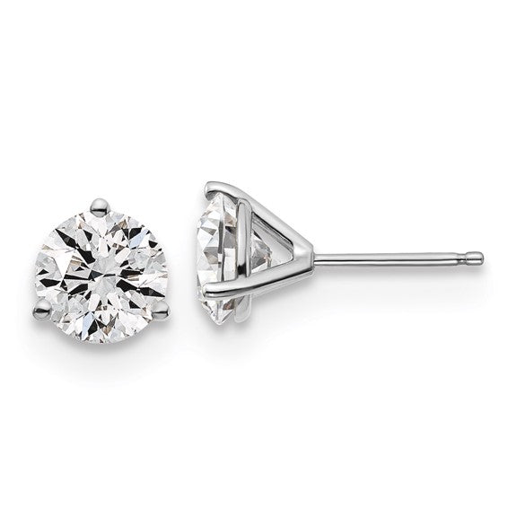 White Gold Martini Round Lab Grown Diamond Stud Earrings